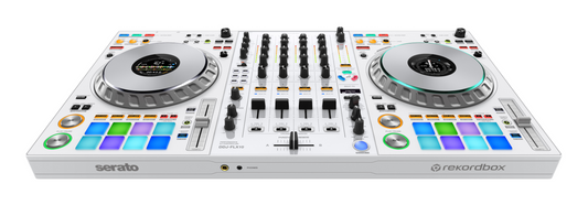 Pioneer DJ DDJ-FLX10-W + Odyssey 810GSFLX10M I-Board Flight Case with Glide Style Laptop Platform and Wheels