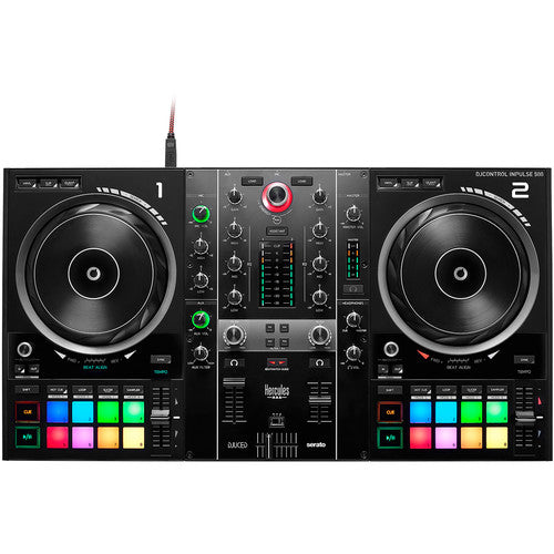 Hercules DJControl Inpulse 500 2-Deck USB DJ Controller with DJUCED Light Guides Software, Black (Open Box)