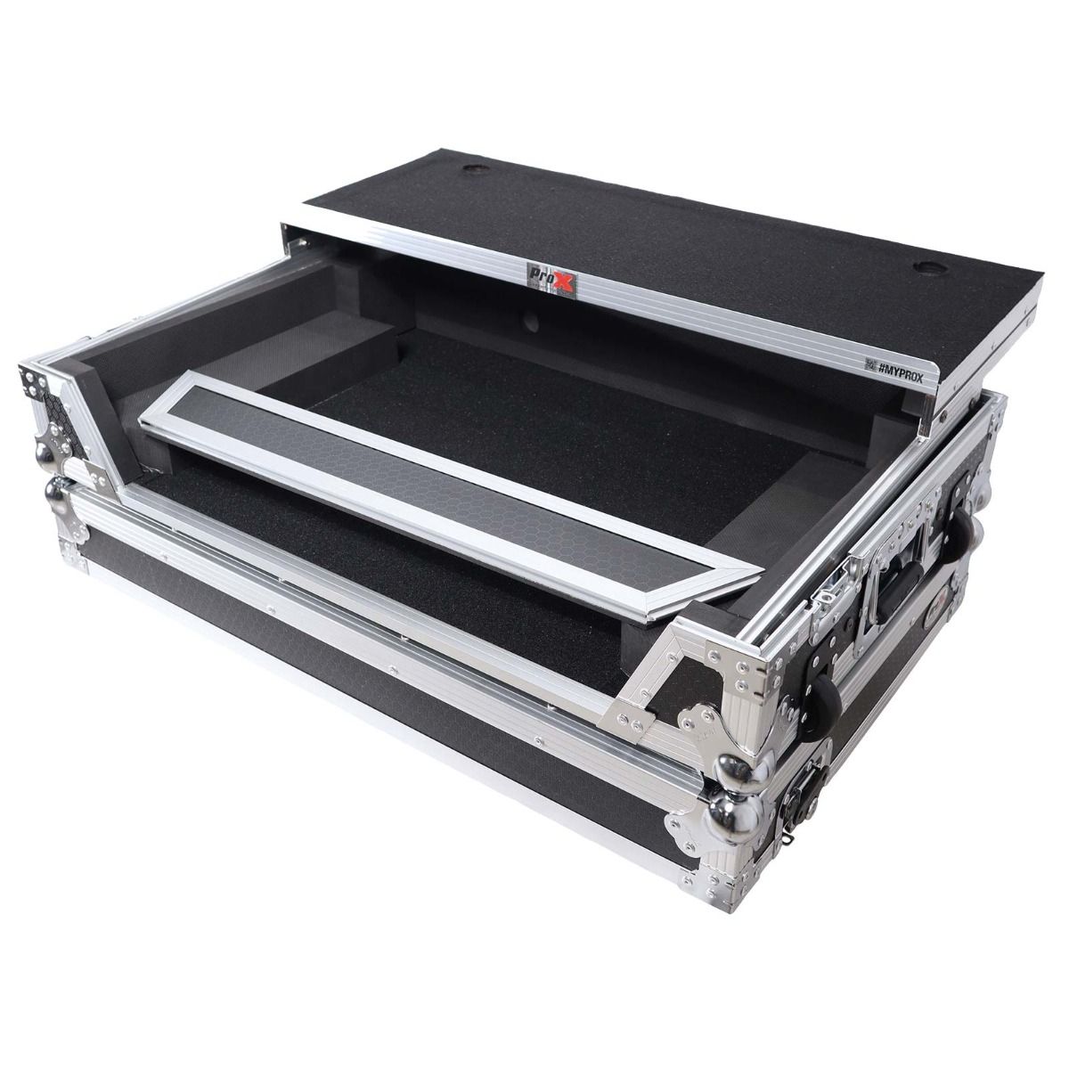 ProX XS-DDJFLX10WLT Flight Style Road Case for Pioneer DDJ-FLX10 DJ Controller with Laptop Shelf 1U Rack Space and Wheels (Open Box)