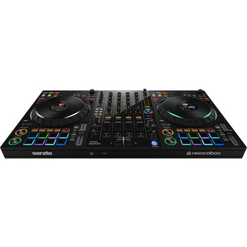 Pioneer DJ DDJ-FLX10 + Odyssey Black Label DDJ-FLX10 1U Flight Case with Glide Style Laptop Platform and Corner Wheels
