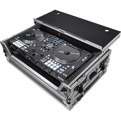 ProX Flight Case with Laptop Shelf, 1 RU Rackspace & Wheels for RANE ONE (Silver on Black)