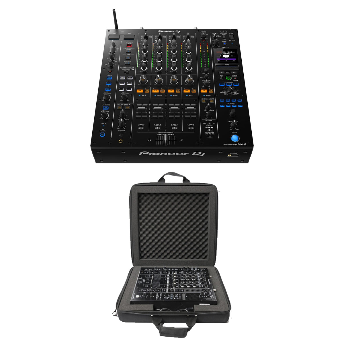 Pioneer DJ DJM-A9 4-Channel Digital Pro-DJ Mixer + Magma Bags CTRL Case