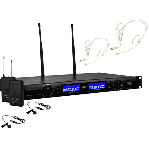 Technical Pro WM1352 2-Person Wireless Combo Microphone System (UHF: 509.8 to 556.5 MHz)
