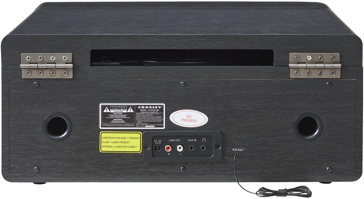 Crosley CR7016A-BK Rhapsody 7-in-1 Bluetooth 3-Speed Vinyl Record Player Turntable, CD Player, AM/FM Radio, Black
