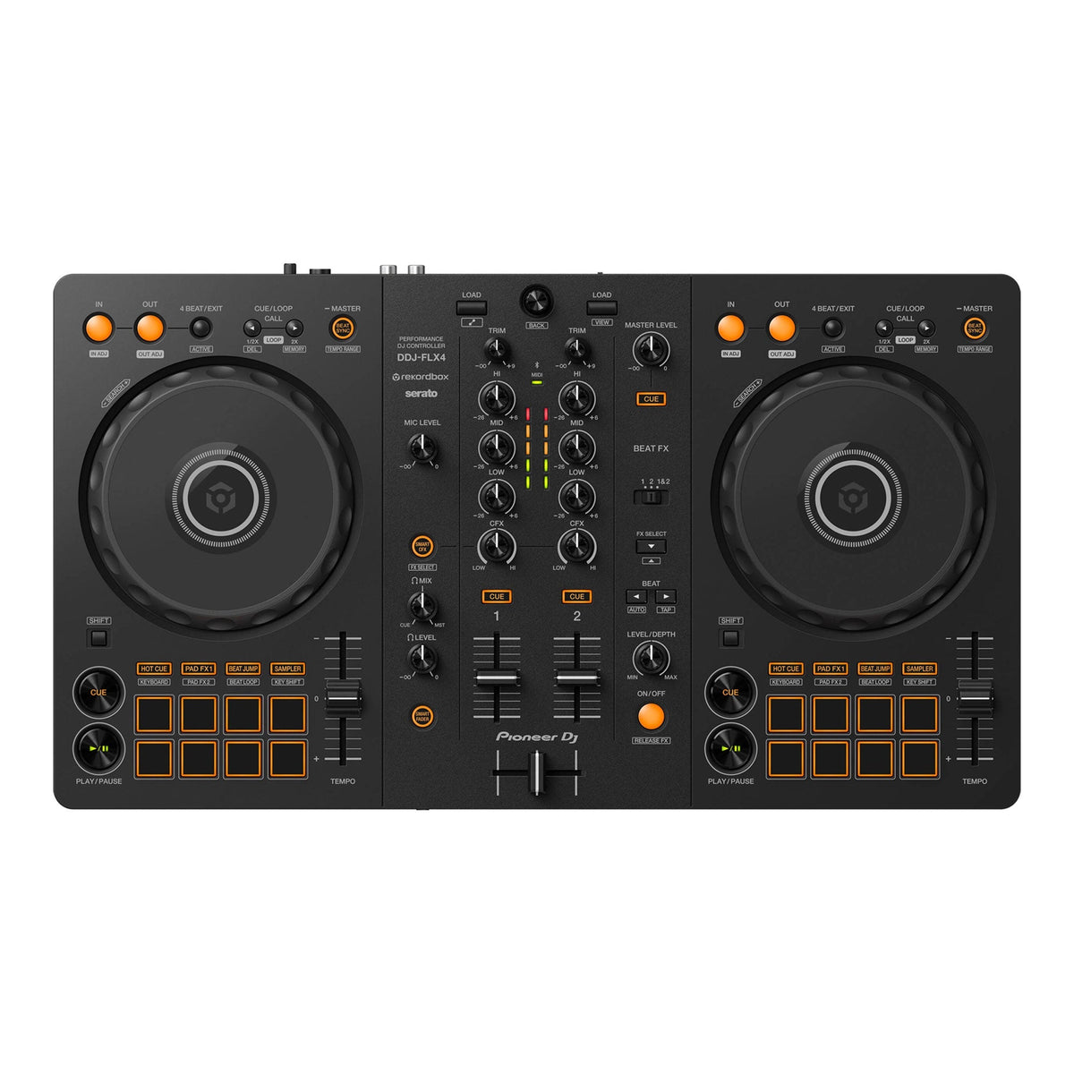 Pioneer DJ DDJ-FLX4 2-Channel DJ Controller + Icon Pro Audio HP200 Headphones + JTS TM-929 Dynamic Microphone