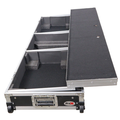 ProX DJ Coffin Flight Case for (2) 1200 Style Turntables 10-inch 12-inch Mixers with Sliding Laptop Shelf and Wheels