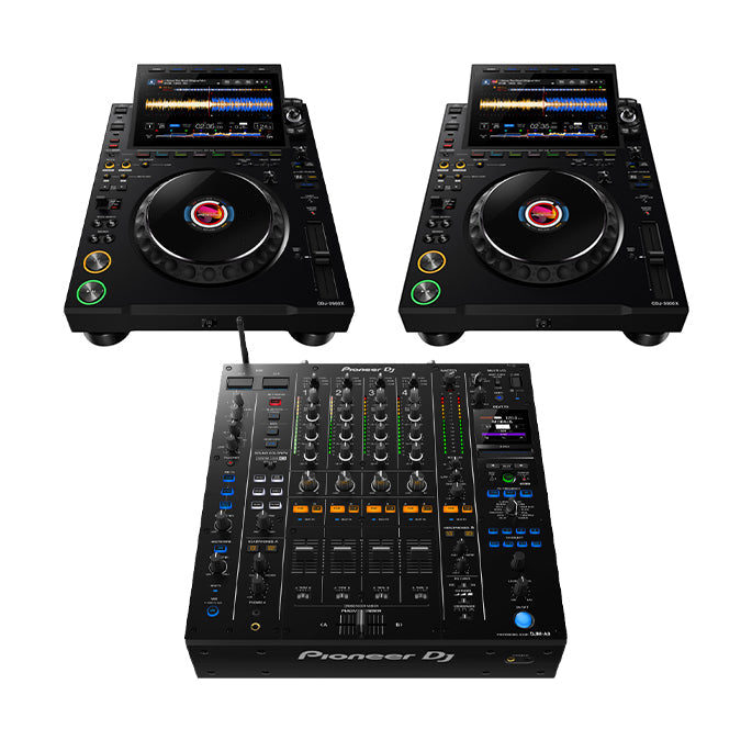 2 x AlphaTheta CDJ-3000X flagship DJ player + 1 x Pioneer DJ DJM-A9 4-Channel Digital Pro-DJ Mixer