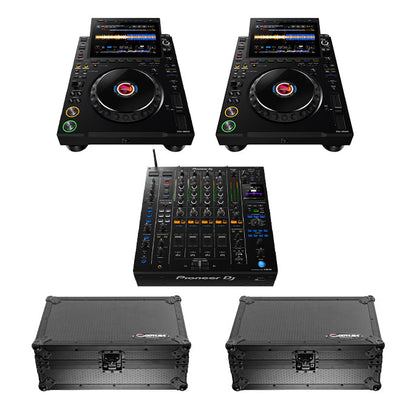 2 x AlphaTheta CDJ-3000X + 2 x Odyssey Industrial Board Case + 1 x Pioneer DJ DJM-A9