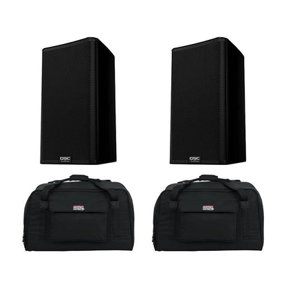 2 x QSC K12.2 Two-Way 12 2000W Powered Portable PA Speaker + 2 x Gator Universal Speaker Tote for 12" Speaker (Open Box)