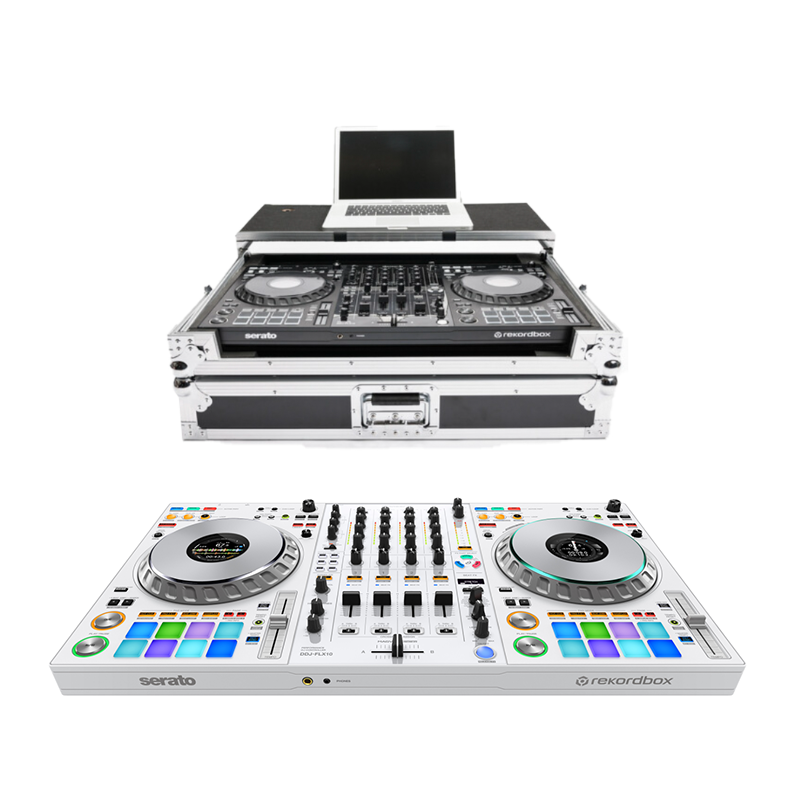 Pioneer DJ DDJ-FLX10-W 4-channel DJ controller + Magma Bags DJ Controller Workstation Road Case