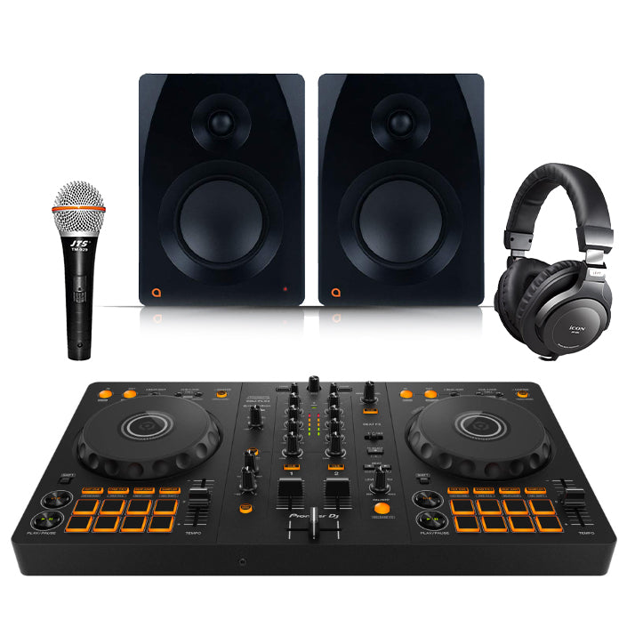 Pioneer DJ FLX-4 + Artesia M-200 + Icon Pro Audio HP200 + JTS TM-929  Microphone (Bundle)