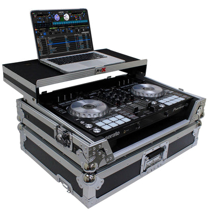 ProX Flight Case for Pioneer DDJ-SR2 Controller with Laptop Shelf and LED Kit (Silver-on-Black) (Open Box)