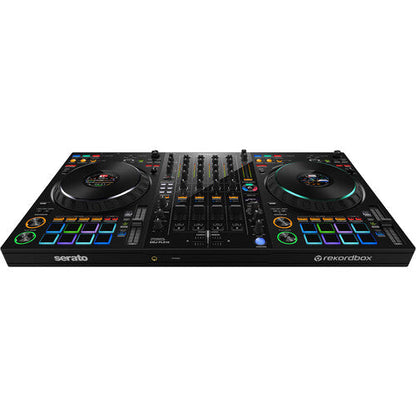 Pioneer DJ DDJ-FLX10 + Odyssey DDJ-FLX10 Flight Case with Glide-Style Laptop Platform and Corner Wheels (Black/Silver)