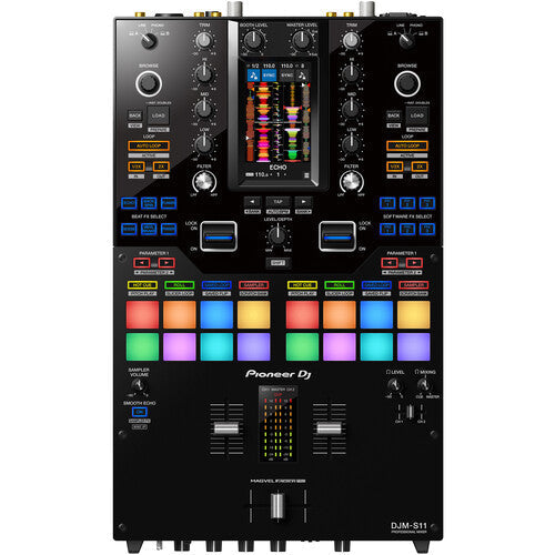 Pioneer DJ DJM-S11 Professional 2-Channel Battle Mixer for Serato DJ Pro (Black) + Decksaver Dust Cover