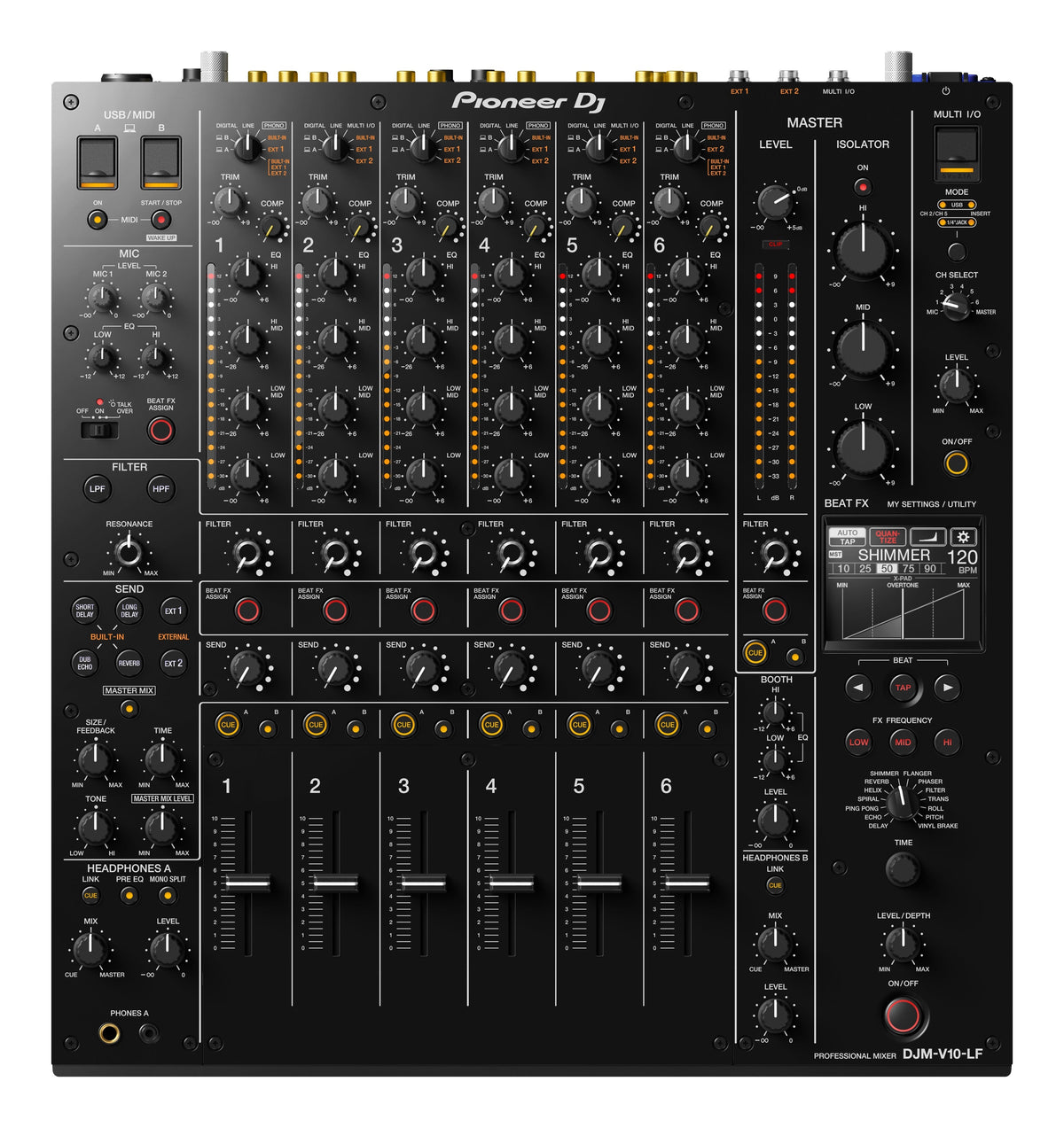 Pioneer DJ DJM-V10-LF Long Fader Creative-style 6-channel  DJ Mixer (Open Box)